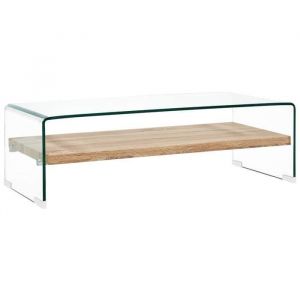 NEW Table basse bar contemporaine Clair 98x45x31 cm Verre tremp&eacute; 50082