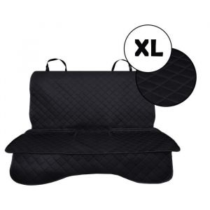 Housse de Siège Arrière pour Voitures Protection De Banquette Arrière Tapis de Protection Universel Carrés Noirs taille XL