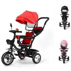 TRICYCLE Enfant &Eacute;volutif 4 en 1 - XUANYU - Avec Si&egrave;ge R&eacute;versible+ Poign&eacute;e de Pouss&eacute;e R&eacute;glable -TRICYCLE -TRICYCLE  - Rouge