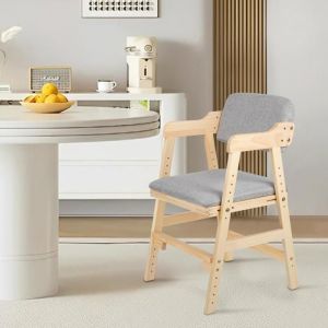YIPEEMA. CHAISE DE SALLE &Agrave; MANGER POUR ENFANT AVEC ACCOUDOIRS CHAISE D&Eacute;TUDE GRIS 48*46*78CM.