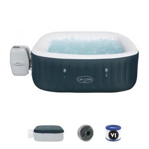 Spa gonflable BESTWAY - Lay-Z-Spa Ibiza - 140 airjets - 180 x 180 x 66 cm - 4 &agrave; 6 places - Carr&eacute; (avec couverture cartouche)