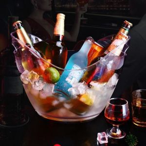 Fdit seau à champagne Seau à glace à champagne en acrylique avec barre de poignée