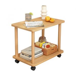 Desserte de Cuisine sur Roulettes - BLUETHY- Mini Table Basse de Salon - Bois Massif - Roulant - Couleur Bois - 60*30*47cm