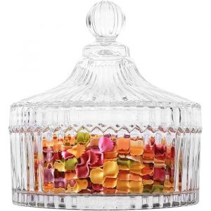 Bonbonnière en verre avec couvercle Sucrier en cristal avec couvercle Petite assiette à biscuits décorative Buffet