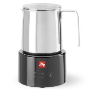 Mousseur &agrave; lait - Illy - Noir Argent&eacute; - Acier inoxydable - 250 ml - Design moderne