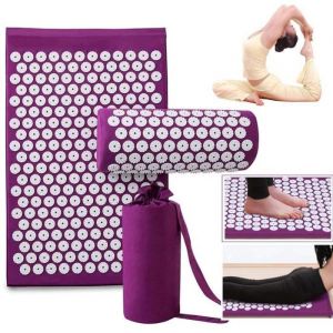 Kit dAcupression Tapis Coussin de Massage Oreiller dAcupuncture pour YogaMatelas de RelaxationTraitement des Douleurs Tensions
