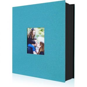 Album Photo 10x15 pour 400 Pochettes Verticales - Tissu Lin Sarcelle - Protection Photos Durable