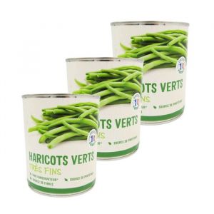 Agidra - Lot 3x Haricots verts tr&egrave;s fins - Conserve 800g