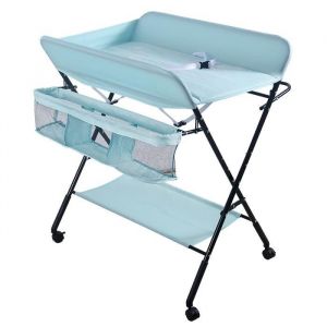 Table à langer pliable HUOLE chambre bébé - Bleu clair - Motif girafe - H98cm
