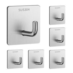 Crochet Adh&eacute;sif Mural 6 pcs Crochets porte-serviettes Crochet Autocollant Acier Inox Crochet adhesif mural inox pour  QIEDOVIEY