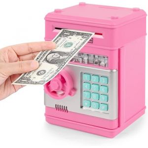 Tirelire Jouets Pour Filles De 3 &Agrave; 12 Ans Tirelire &Eacute;lectronique Pour EnfantsMini Tirelire AtmCoffre-Fort Pour Mot De Pas Rose