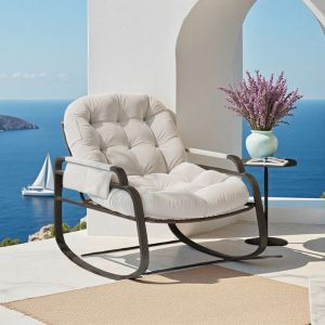 Fauteuil à Bascule 2 Places 150kg 94.5cm (Rangement + Montage Sans Outil) - Toile Antidérapante pour Balcon/Jardin