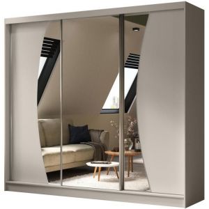 ARMOIRE &Agrave; PORTES COULISSANTES VOX largeur 240 cm hauteur 216 cm profondeur 61 cm cachemire avec miroir