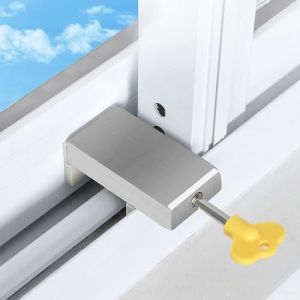 Butée de Fenêtre Coulissante Verrou Fenetre Coulissante Avec Clé Réglable Bloque Porte Coulissante Bloque Fenetre Securite Fenetre