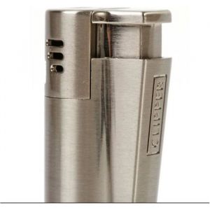 Briquet CLIPPER METAL - ALU BROSSE - &eacute;lectronique jet de flamme chalumeau + boite m&eacute;tal offerte