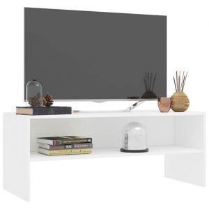 Meuble TV - Banc TV - Table TV - Blanc - 100x40x40 cm - Bois d’ingénierie T181