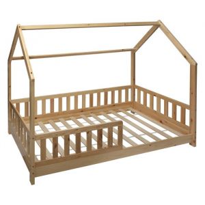 Atmosphera Kids - Lit cabane Bosco pour enfant - 90 x 190 cm - Marron