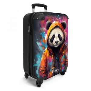 Valise Cabine - NoBoringSuitcases - Bagage &agrave; Main 55x35x20cm - L&eacute;g&egrave;re et Rigide - avec 4 roulettes - 36L - Panda