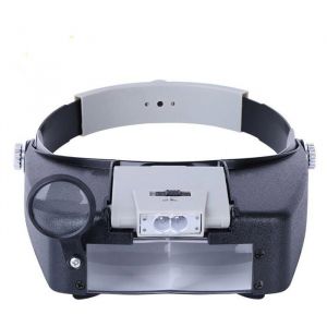 Bandeau Loupe Horloger Mains Libres Loupe avec Lumière Casque Loupe Grossissante avec LED Lumière pour Horloger Bijoutier Odipie
