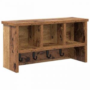 HSF®Porte-manteau mural - Étagère Rangement pour salon - avec étagère Bois ancien 50 x 16 x 26 cm cpw8126166