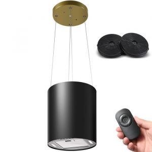 Hotte îlot Centrale 700 m ³/ h 35 cm - Hotte Aspirante 3 Vitesses - Hotte Suspendue Recyclage -Noir-Classe énergétique A+