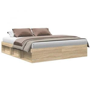 HSF&reg;Cadre de lit - sans matelas - ch&ecirc;ne sonoma 200x200 cm - 2 personnes - 2 PLACE czd923765