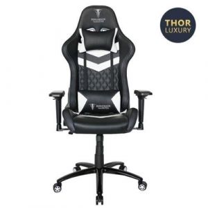Si&egrave;ge Gaming - BERSERKER GAMING - THOR LUXURY BLACK WHITE - Simili cuir - Accoudoirs 4D - Poids max 150 kg