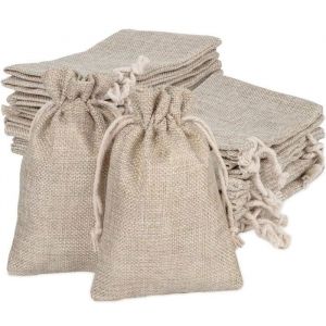 Sac Jute Petite Pochette Tissu Pochette Lin 50PCS Sac De Toile De Jute Pochon Dragees Mariage Petit Sachet Cadeau M POCHETTE CADEAU