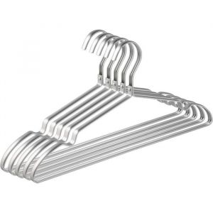 Amber Home Lot de 10 Cintres en Fer Aluminum 42cm Matte Argent&eacute; M&eacute;tal Cintre pour V&ecirc;tements Costumes T-Shirts Chemises Vestes Robe