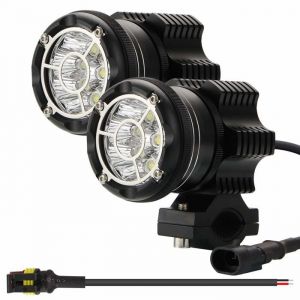 Kit Feux de Route à LED Rond 90W 6000K 9000lm Chip Feu Additionnel Moto Phares de Route sans Usure Spot Faisceau