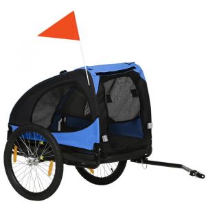 Remorque pour chiens remorque à vélo pliante pour chiens pince rapide imperméable tissu Oxford acier 140 x 71 x 83 cm bleu