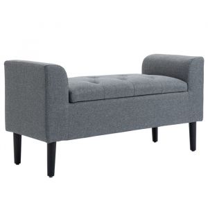 banquette avec rangement banquette rembourrée avec aspect Lin pieds en bois tabouret de lit pouvant supporter jusquà 130 kg p