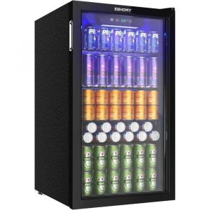 R&eacute;frig&eacute;rateur &agrave; Boissons 90L-EUHOMY 126 canettes-Mini Frigo-cong&eacute;lateur froid-ventil&eacute; &agrave; d&eacute;givrage automatique-Noir