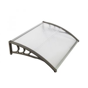 SogesHome MARQUISE - AUVENT POUR PORTE - Marquise Auvent de Porte en Polycarbonate 100 cm x 80 cm TransparentBlanc et Gris