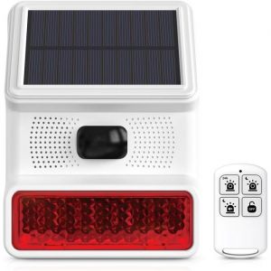 Detecteur de Mouvement SolaireAlarme Stroboscopiques Exterieur &agrave; LED &Eacute;tanche IP65 avec Son 120dBDetecteur de InfrarougeAlarme