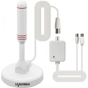 Antenne TV amplifi&eacute;e int&eacute;rieur/ext&eacute;rieur pour Smart TV Freeviewr&eacute;ception longue port&eacute;e de plus de 194 kmbase magn&eacute;tique puissante