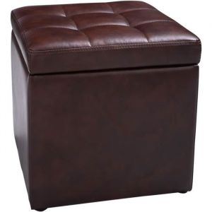 RELAX4LIFE Tabouret Pouf de Rangement 40X40X40CM en CubeRepose-Pieds en Bois&PU Cuir Pieds Antidétapants& Éponge Assis