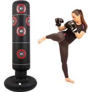 Sac de Frappe sur Pied Adulte 160 cm Sac de Boxe Lourd Gonflable pour Taekwondo avec Base en ABS equipement de Fitness pour L171