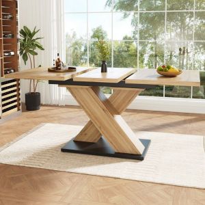 Table à manger extensible 119-158 x 80 x 75 cm Table à manger télescopique rectangulaire 6 personnes pour cuisine salon