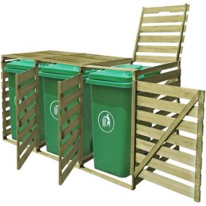 RemiseArmoire Cache poubelles Abri pour poubelle triple 240 L Bois imprégné JILIMAISON2025 52079738