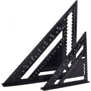 Equerre Menuisier Multifonctions 18cm et 30cm Triangle M&eacute;tal Aluminium R&egrave;gle &Eacute;querre Trusquin Guide Raporteur Angle 45 90 Degres/O