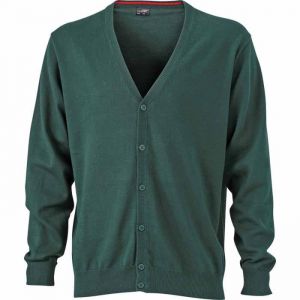 Gilet boutonn&eacute; cardigan - JAMES & NICHOLSON - JN661 - Vert - Homme - Col boutonn&eacute;