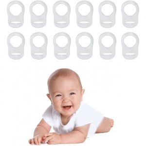 Silicone Bouton AnneauBouton Silicone Anneau BébéTransparentAdaptateur Tétine Attache Tetine Bouton Anneau en Silicone12PCS