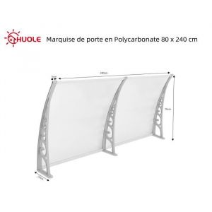 HUOLE Marquise de porte en Polycarbonate 80 x 240 cm
