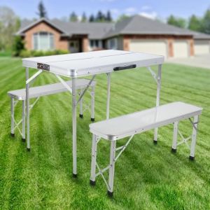 XUANYU - Table Pliante avec 2 Tabourets. Ensemble Table et ChaiseTable de Camping 90*60*70cm