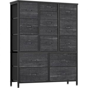 Commode - PROMIRACAL - 15 tiroirs - Tissu - 100CM - Noir