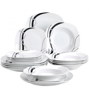 Ensemble de vaisselle en porcelaine assiettes de d&icirc;ner de 975 pouces assiettes &agrave; soupe de 85 pouces 18 pi&egrave;ces