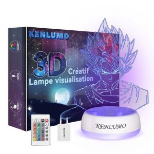 KENLUMO Lampe de nuit Dragon Ball Super DBZ Lampe de chevet LED télécommande Touchez pour changer de couleur 16 couleurs Prise USB