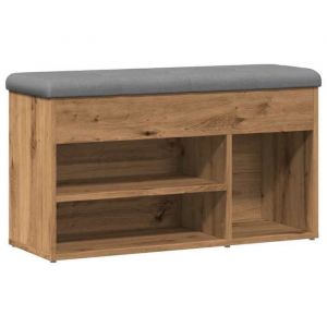Bonne qualit&eacute; - Coffre banquette - BONNIE - Banc &agrave; chaussures ch&ecirc;ne artisanal 82x32x455cm bois ing&eacute;nierie - pour Salon Chambre