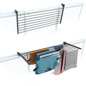 Étendoir À Linge De Garde-Corps Extérieur Résistant En Acier Inoxydable Et Aluminium Duo Pour TerrassesBalcons Et Garde-Corps-Lon